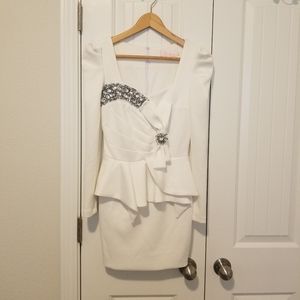 Size small white bejeweled, peplum dress.